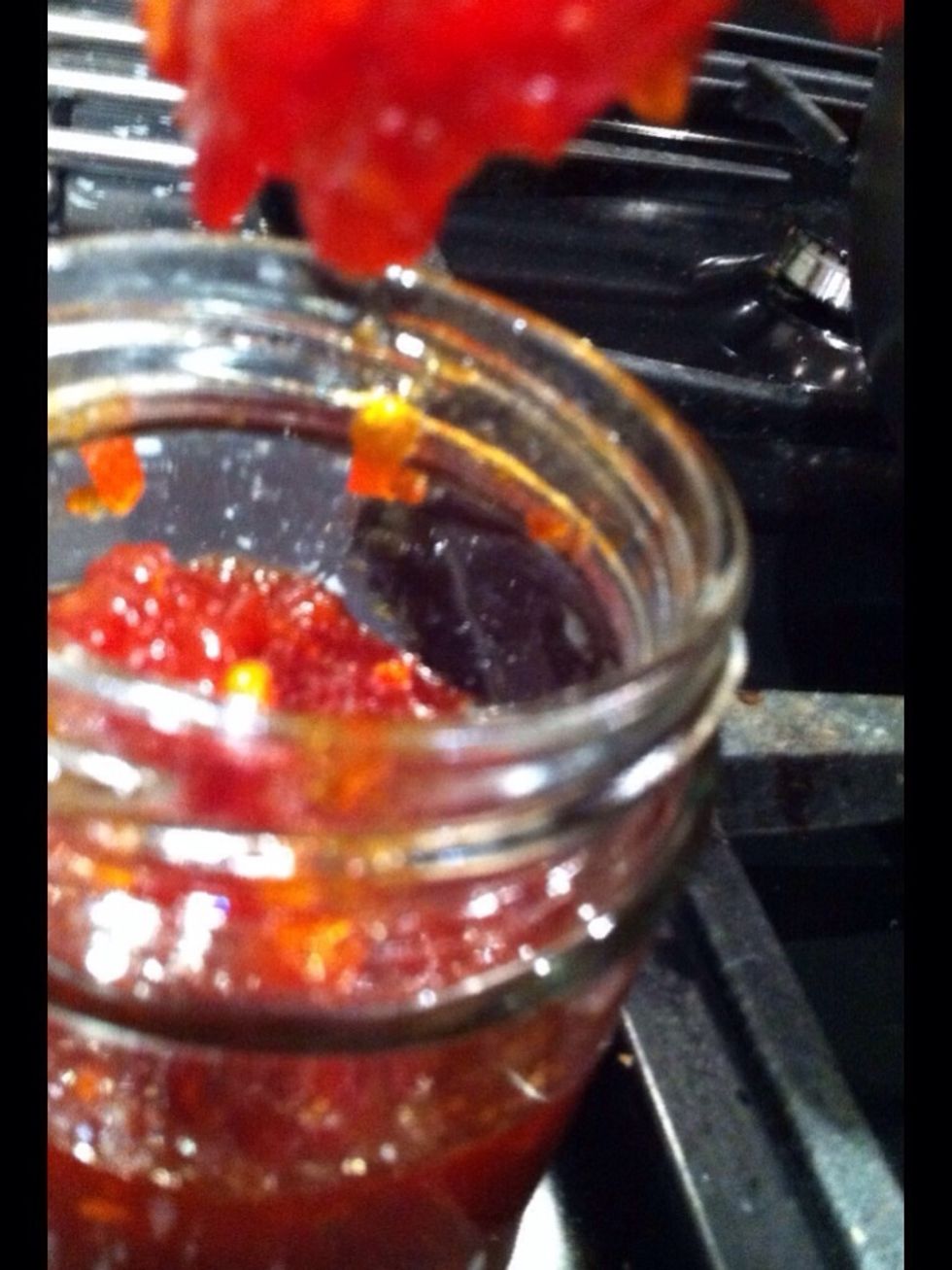 Add to sterilised jars while still hot. Then put the kids in and allow to cool.