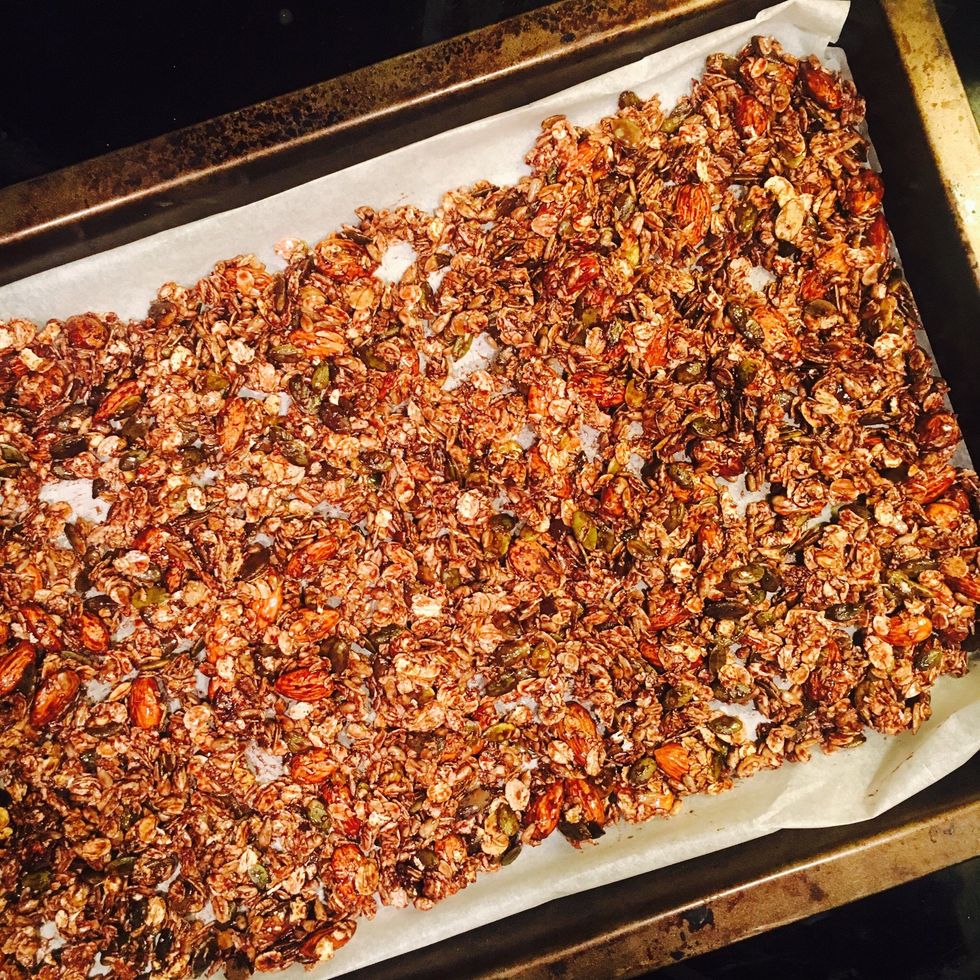 Add to the lined baking tray