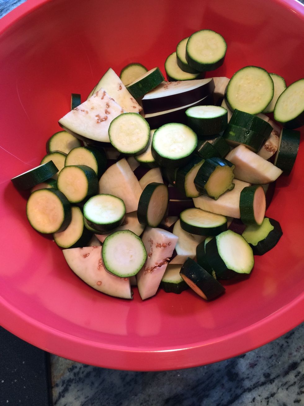 Add to the same bowl with eggplant.