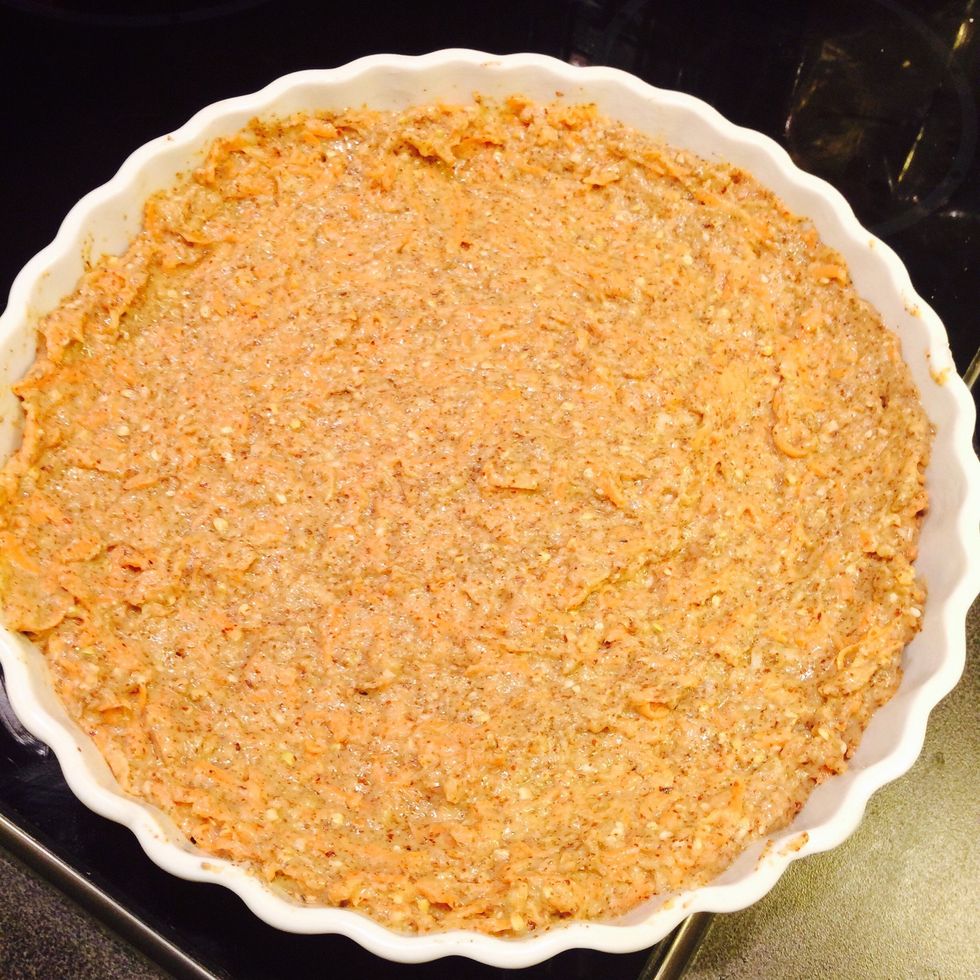 Add to tin/form. Heat on 175 degrees celcius for 20-25 mins.