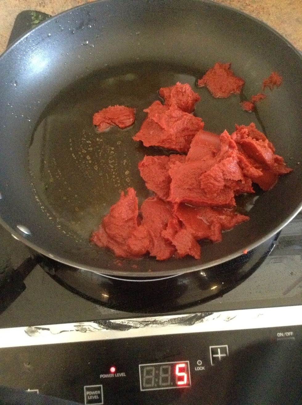 Add to tomato paste to saucepan