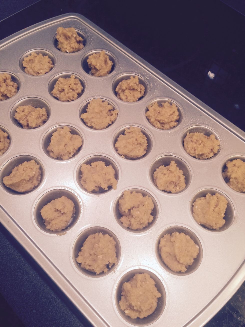 Add to tray. Heat on 175 degrees celcius for 10-12 mins.