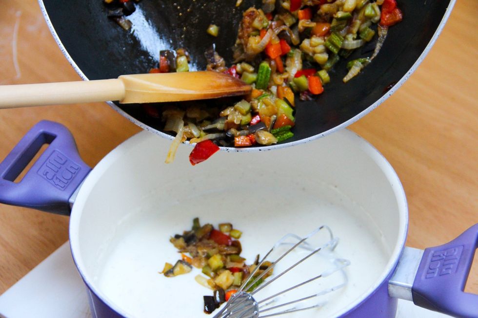 Add to you bechamel sauce (check the guide how to make bechamel sauce).