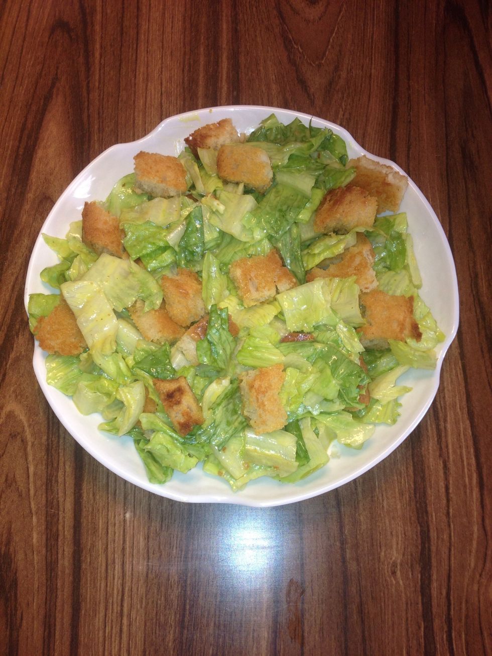 Add toast on the top of the lettuce