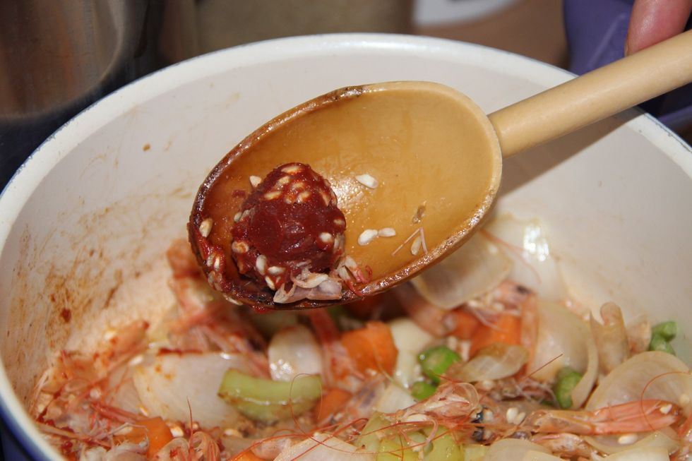 Add tomato paste and keep stiring