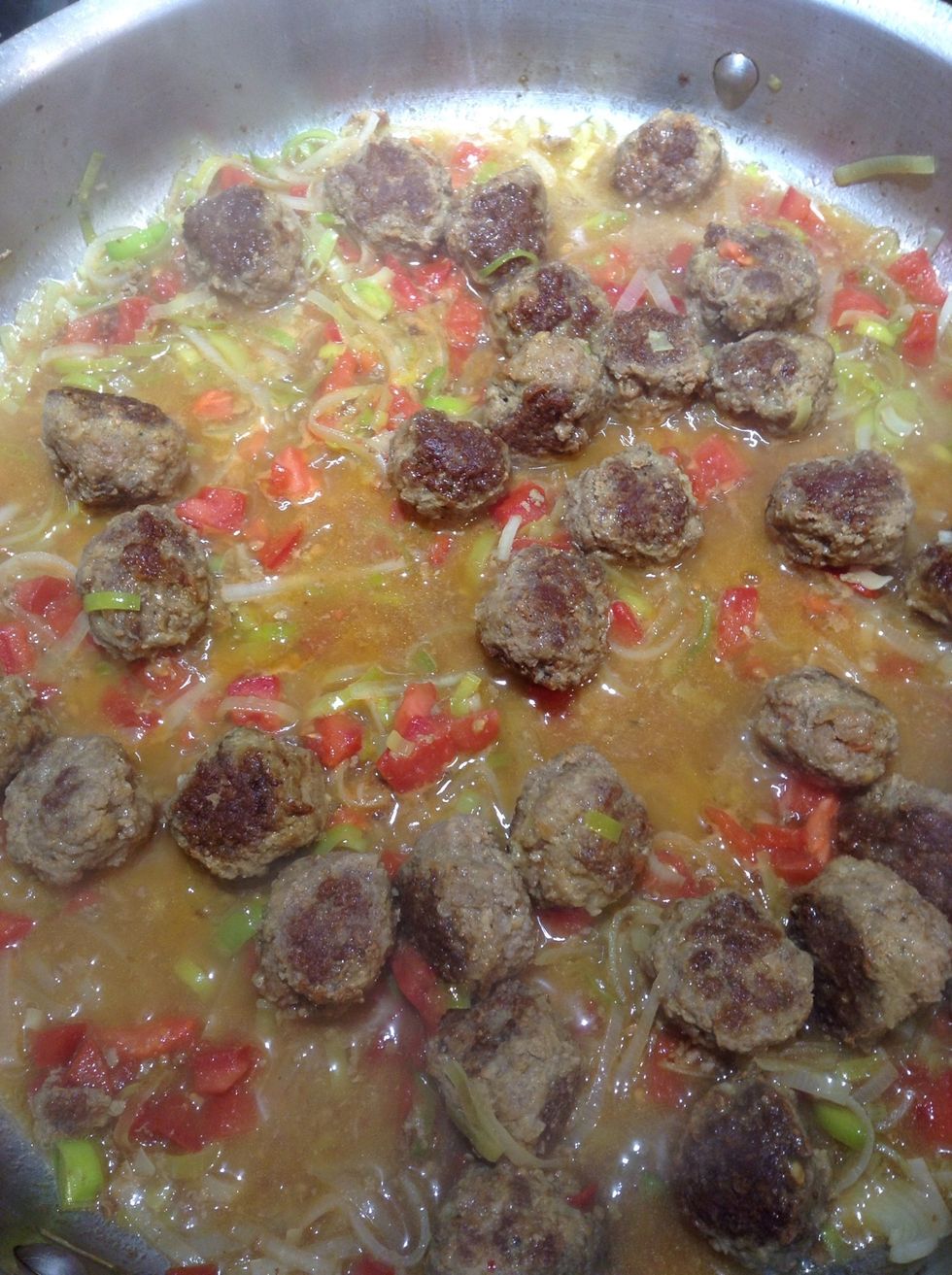 Add tomato, squash, bone marrow and chanterelles