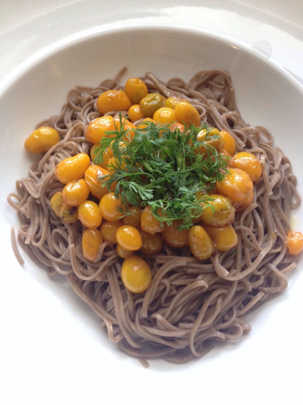 Add tomatoes and garnish into your bowl