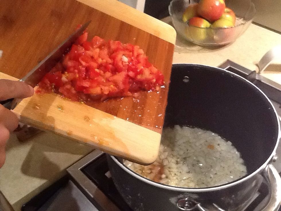 Add tomatoes and stir through