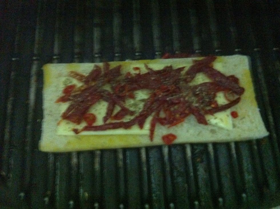 Add tomatoes, chilies, and italian herbs. If using sauteed mushrooms, add them too