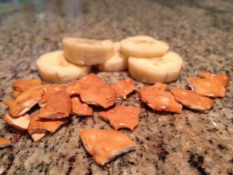 Add toppings of choice: Banana (vitamins & potassium), pretzels (salt & crunch), honey (soothes the throat) etc.