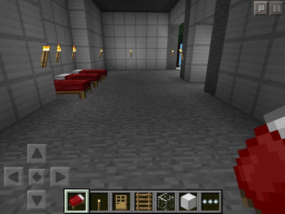 Add torched, stone floor and beds