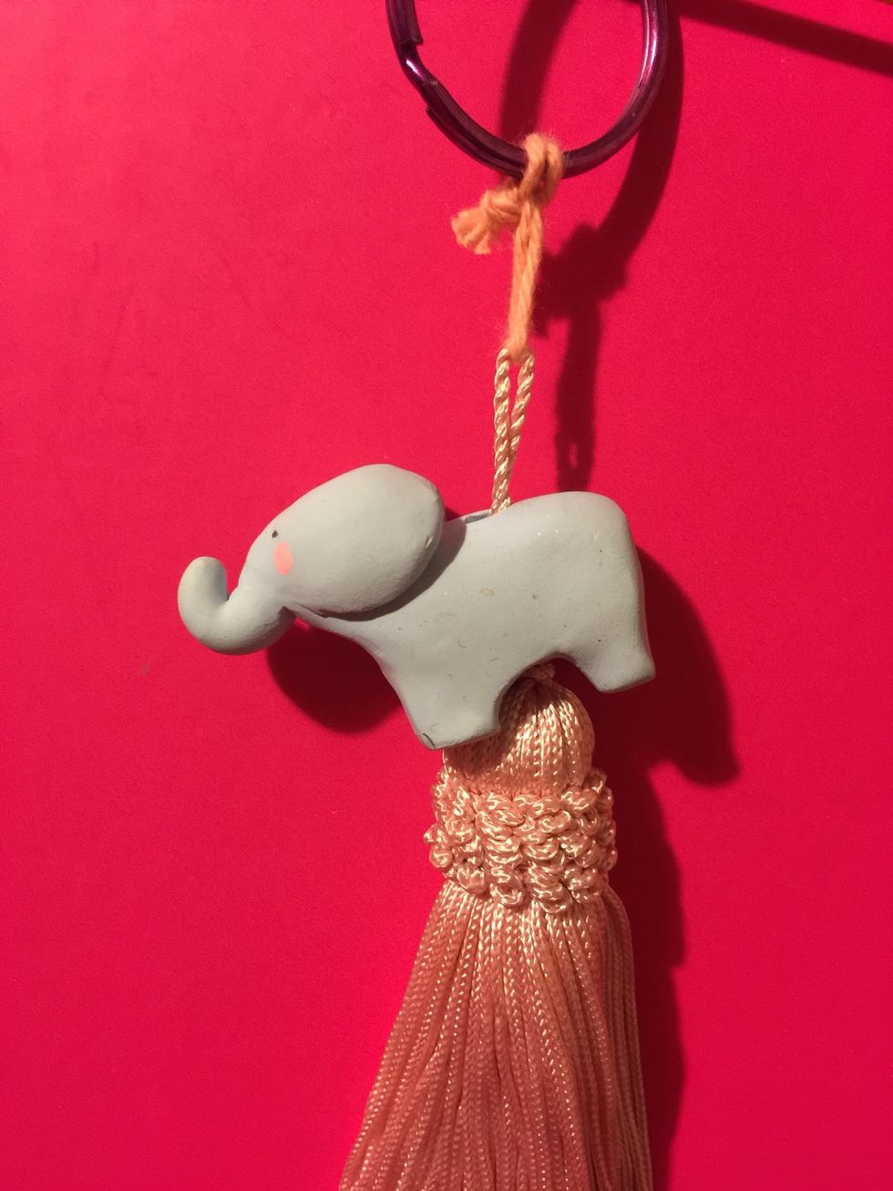 Add totem to tassel or string. Add keychain or simply tie using a string. You can add other beads too!