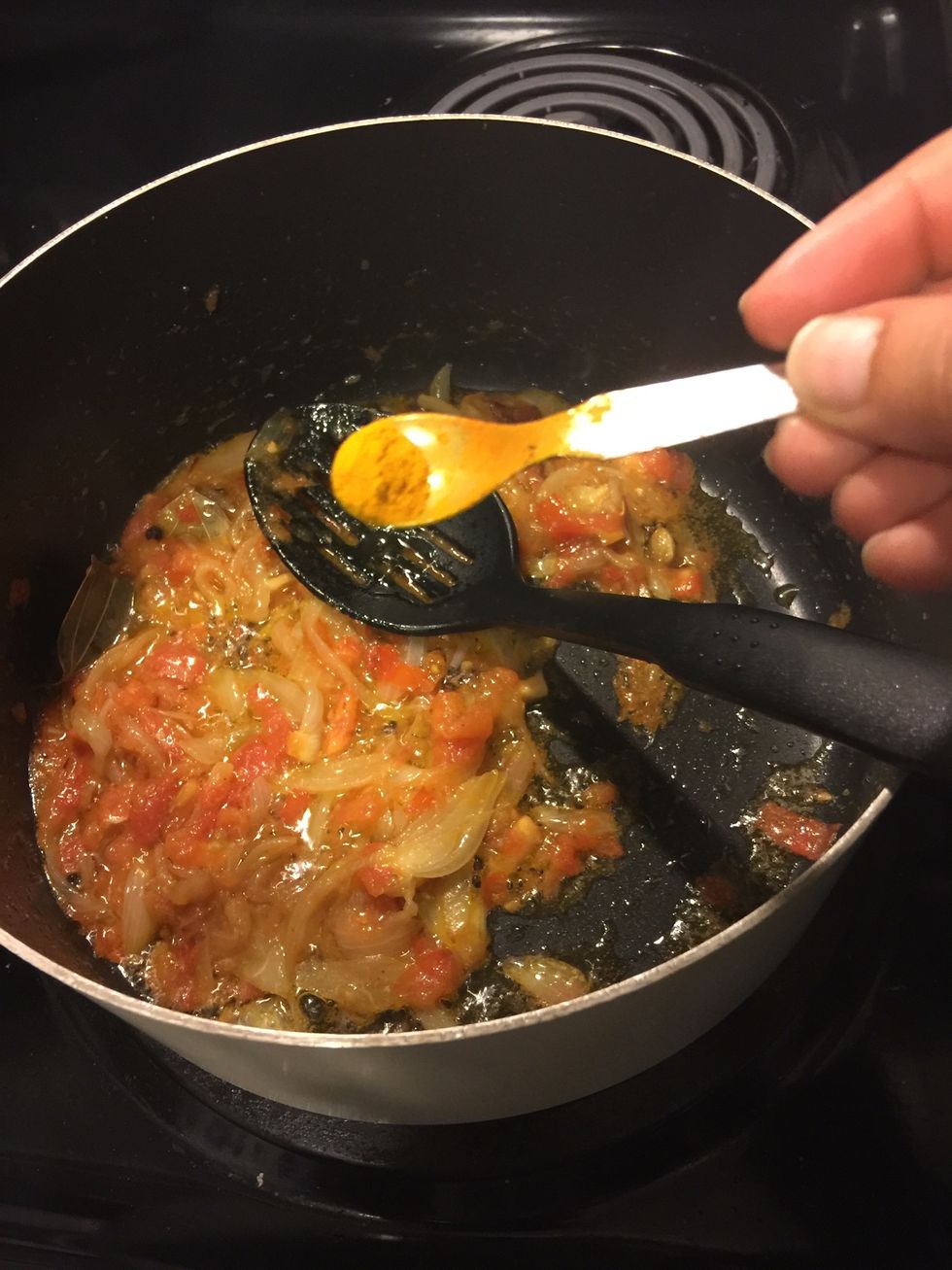 Add turmeric powder.