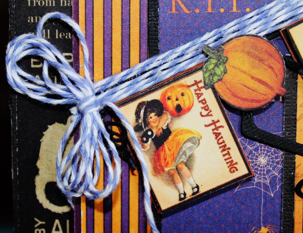 Add twine bows to each end of twisted edge banner.