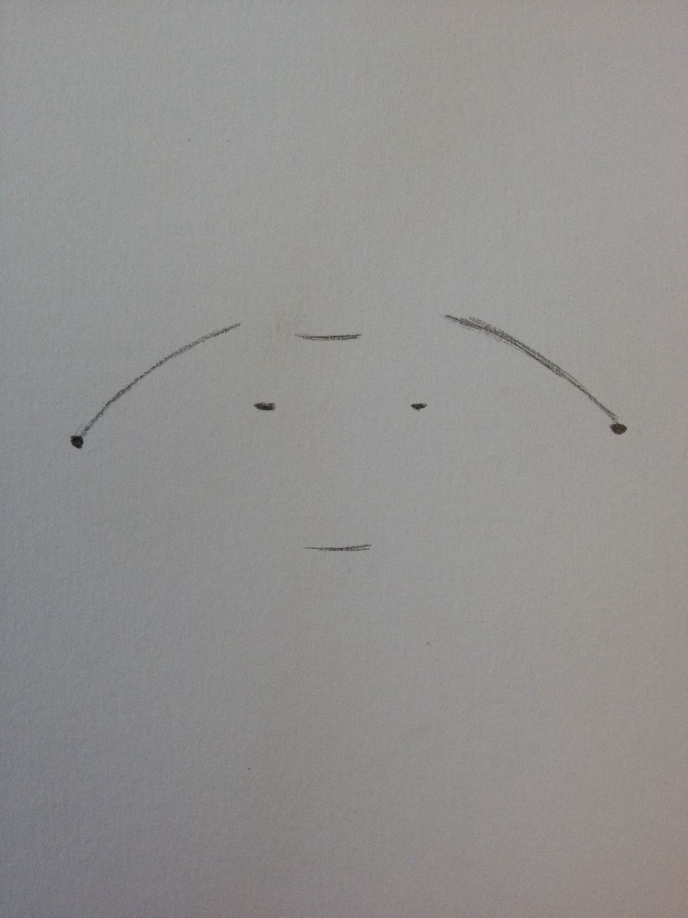 Add two arcs extending up from the outer two dots.