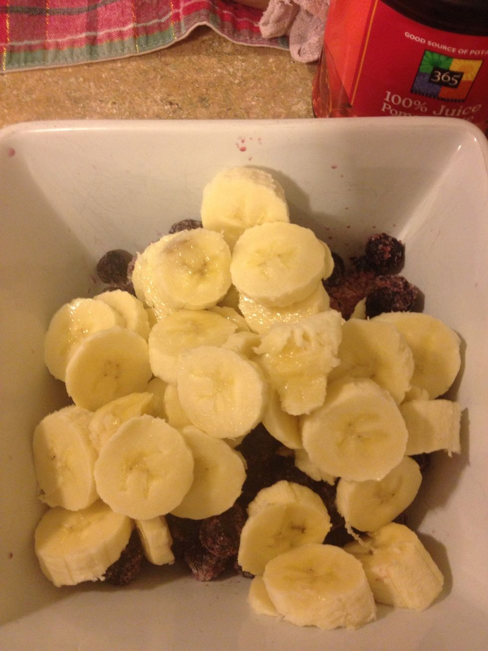 Add two bananas sliced