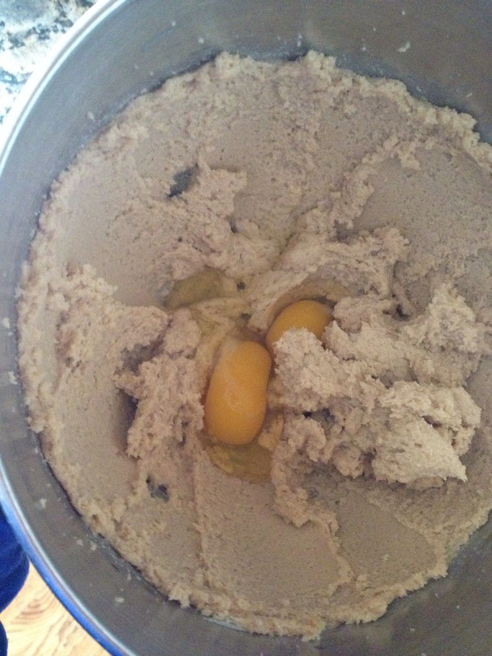 Add two eggs and 2 tsp vanilla