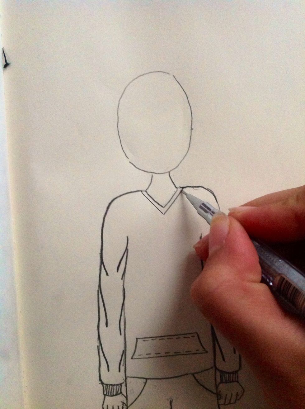 Add two extra lines on the sweater neck.....