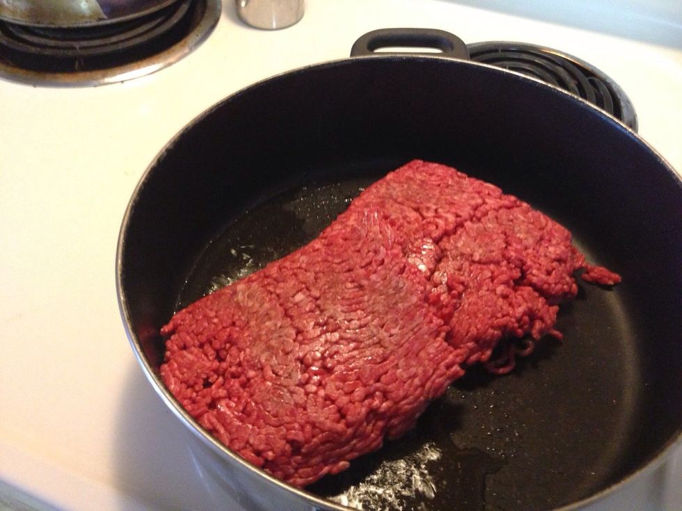 Add two pounds of ground beef.