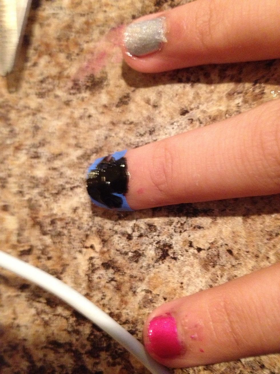 Add two strips of tape and paint black.