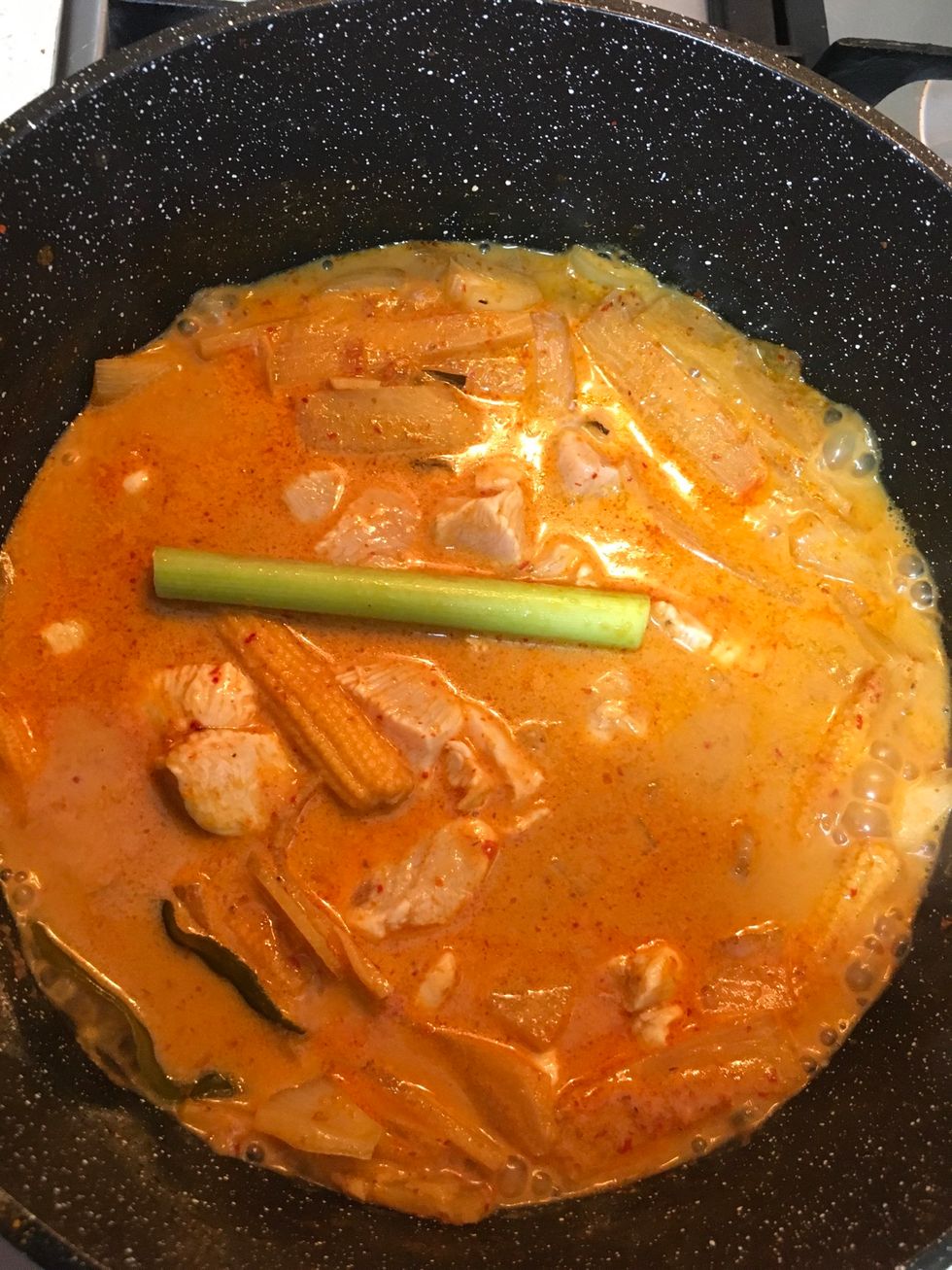 Add up lemongrass and keep stirring