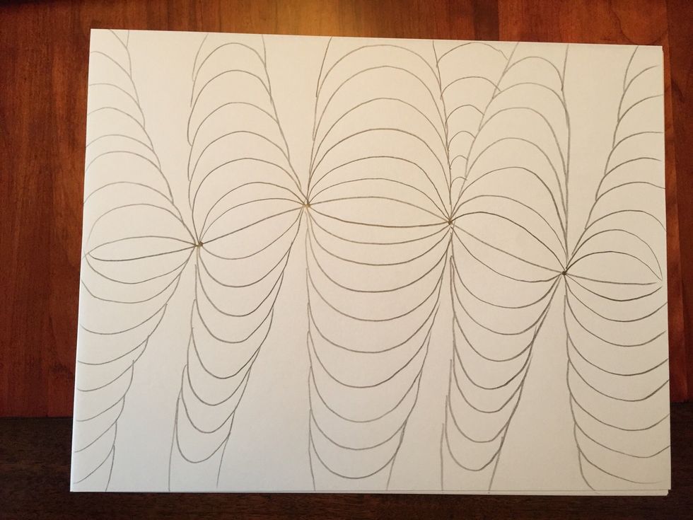 Add upward curving lines in the empty spaces on the top half of your drawing.