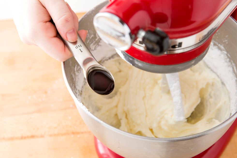 Add vanilla and mix until the frosting is smooth, about two minutes.