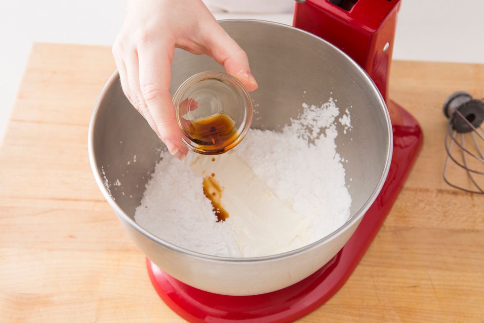 Add vanilla. Beat on low until smooth and fluffy.