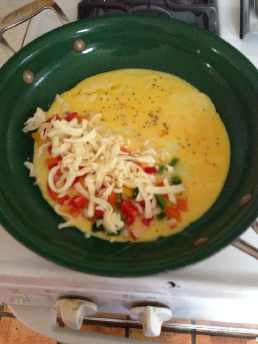 Add vegetables and cheese