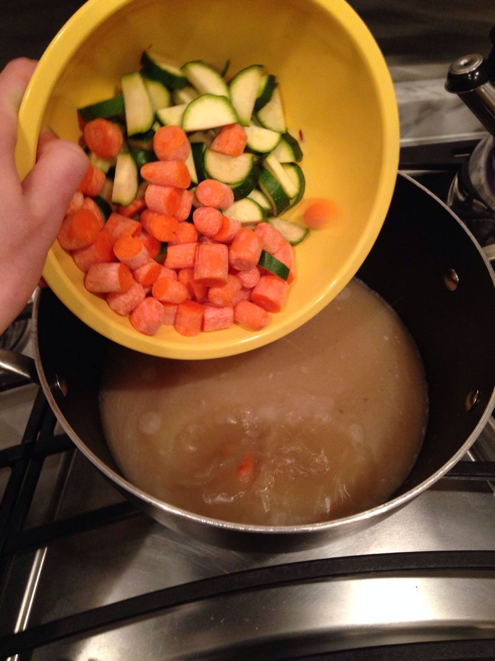 Add veggies to stock