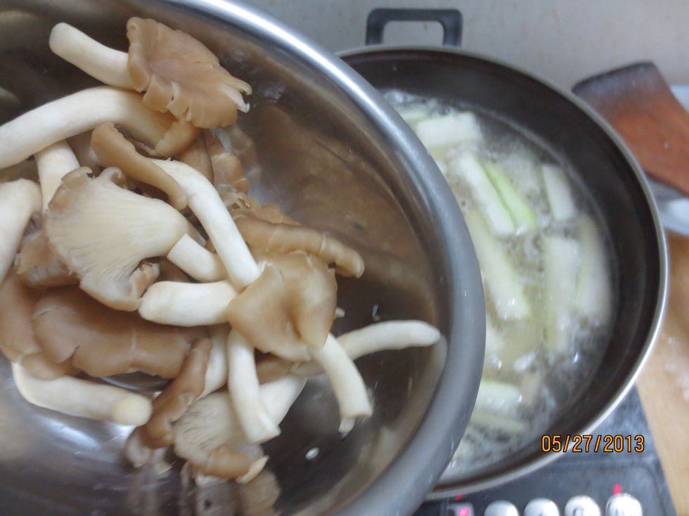 Add washed mushrooms