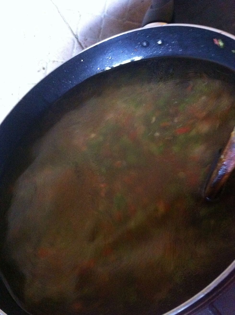 add water almost 12 to 15 glasses , ginger, garlic and let it cook