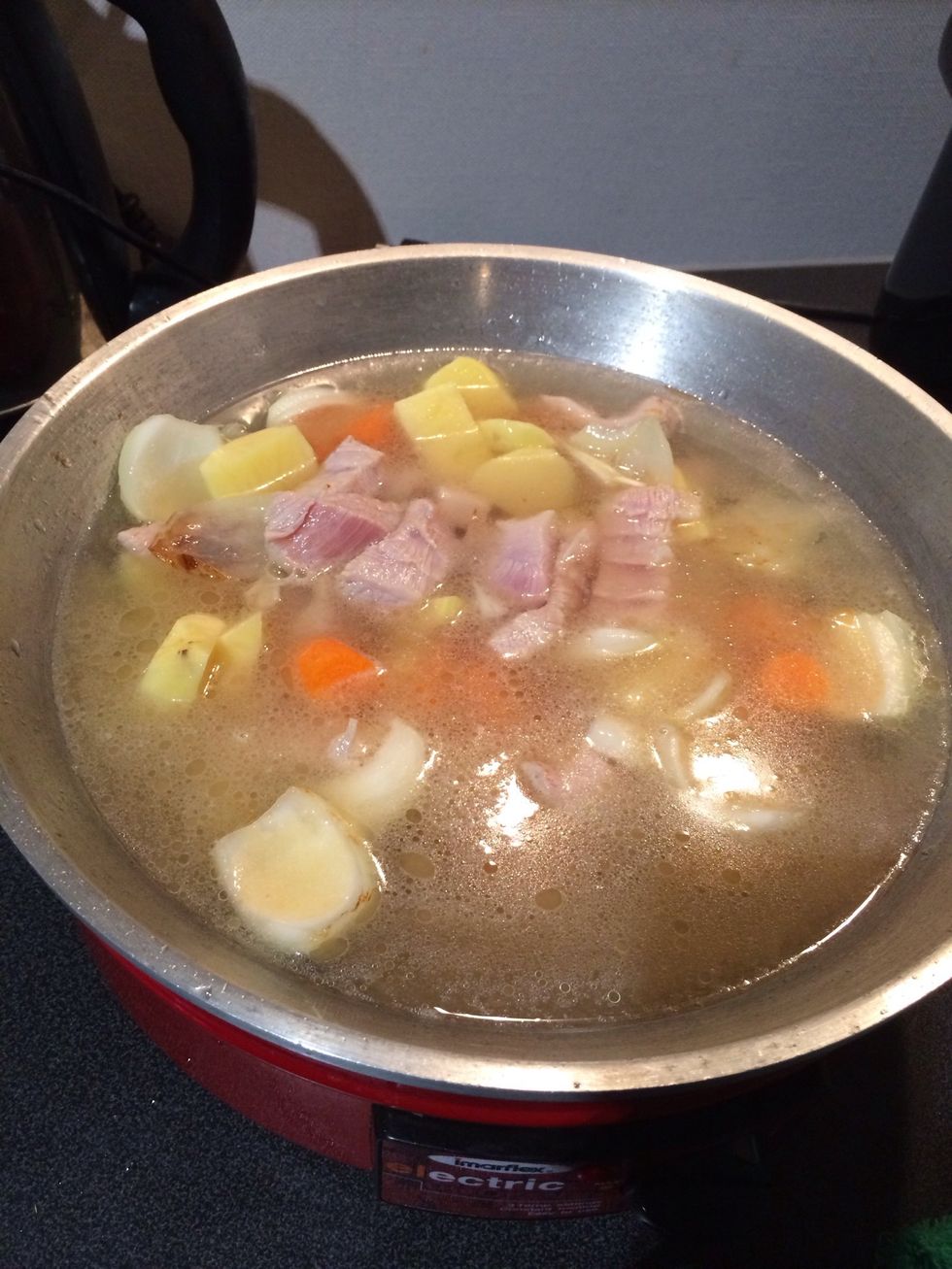 Add water and  heat until boil.