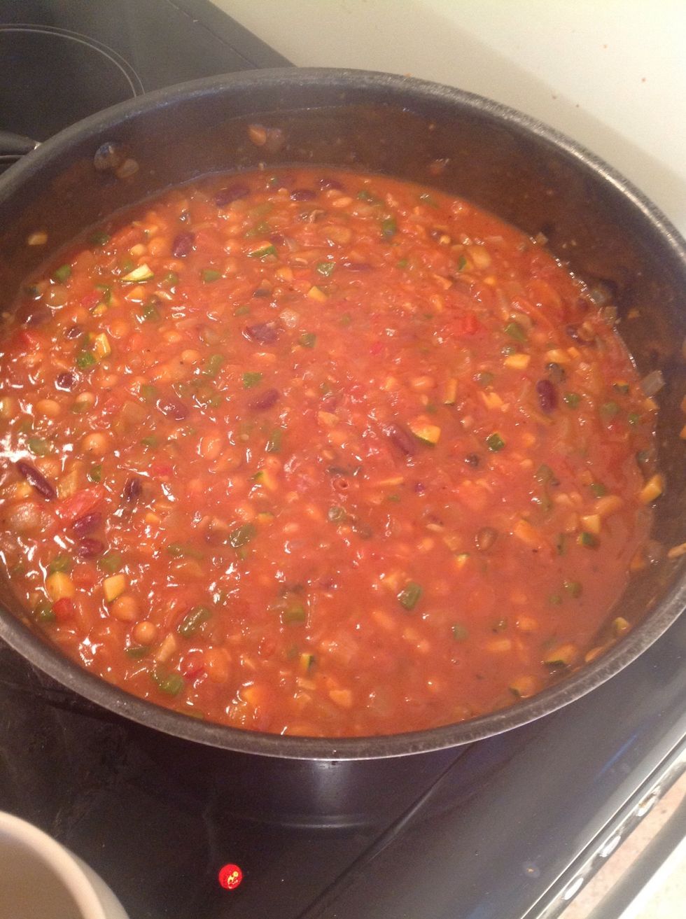 Add water, as directed by the packet mix, In this case 150ml. Bring to the boil, stirring continuously.
