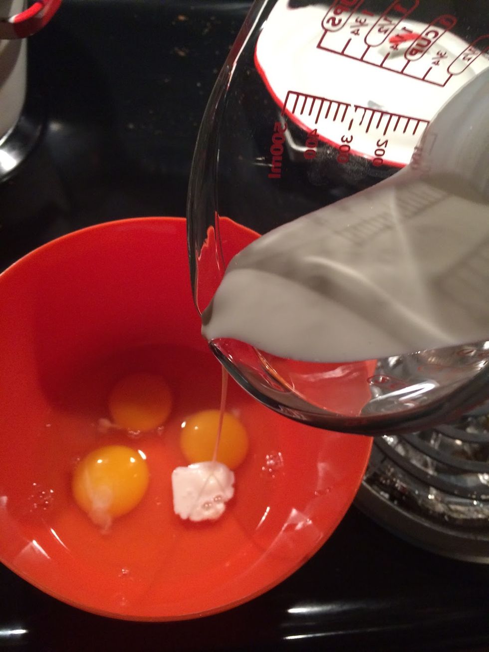 Add water or milk into the bowl. (I used milk hehe)