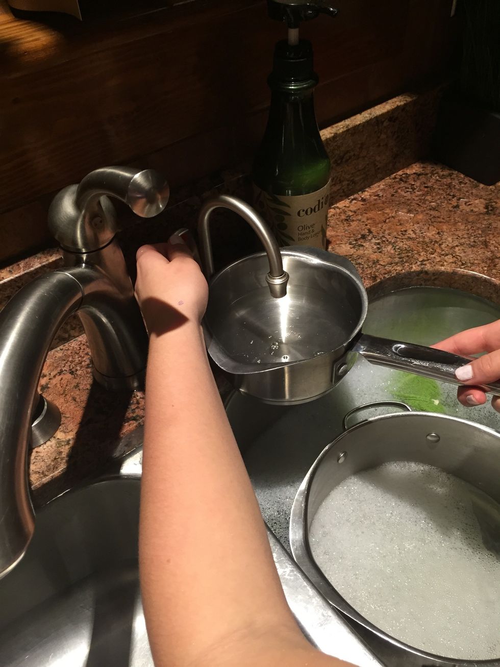 Add water to a pan and bring to a boil