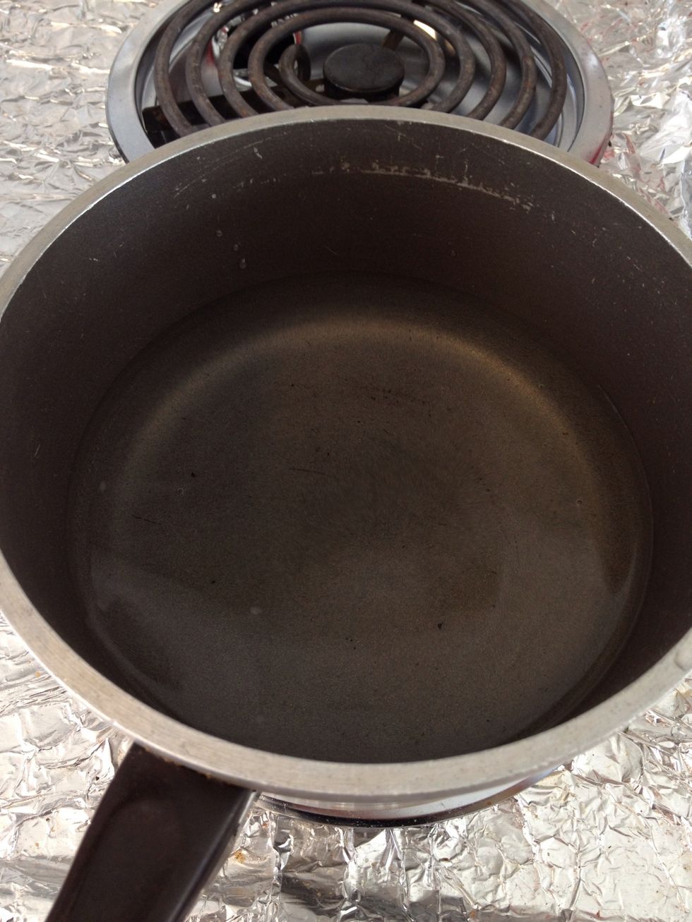 Add water to about 1/4 of the pot and start boiling it. This could take a while.