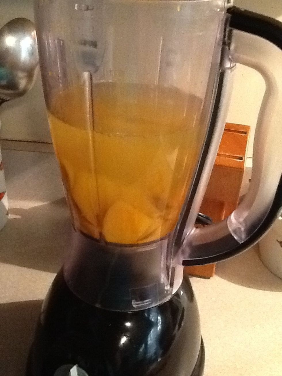 Add water to half of the bender like this and sugar to your liking