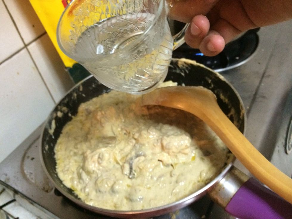 add water to lessen the thickness of the sauce