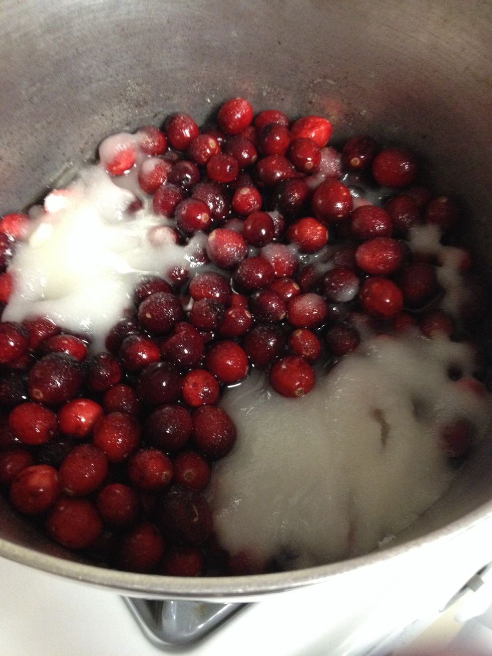 Add water, turn heat on medium