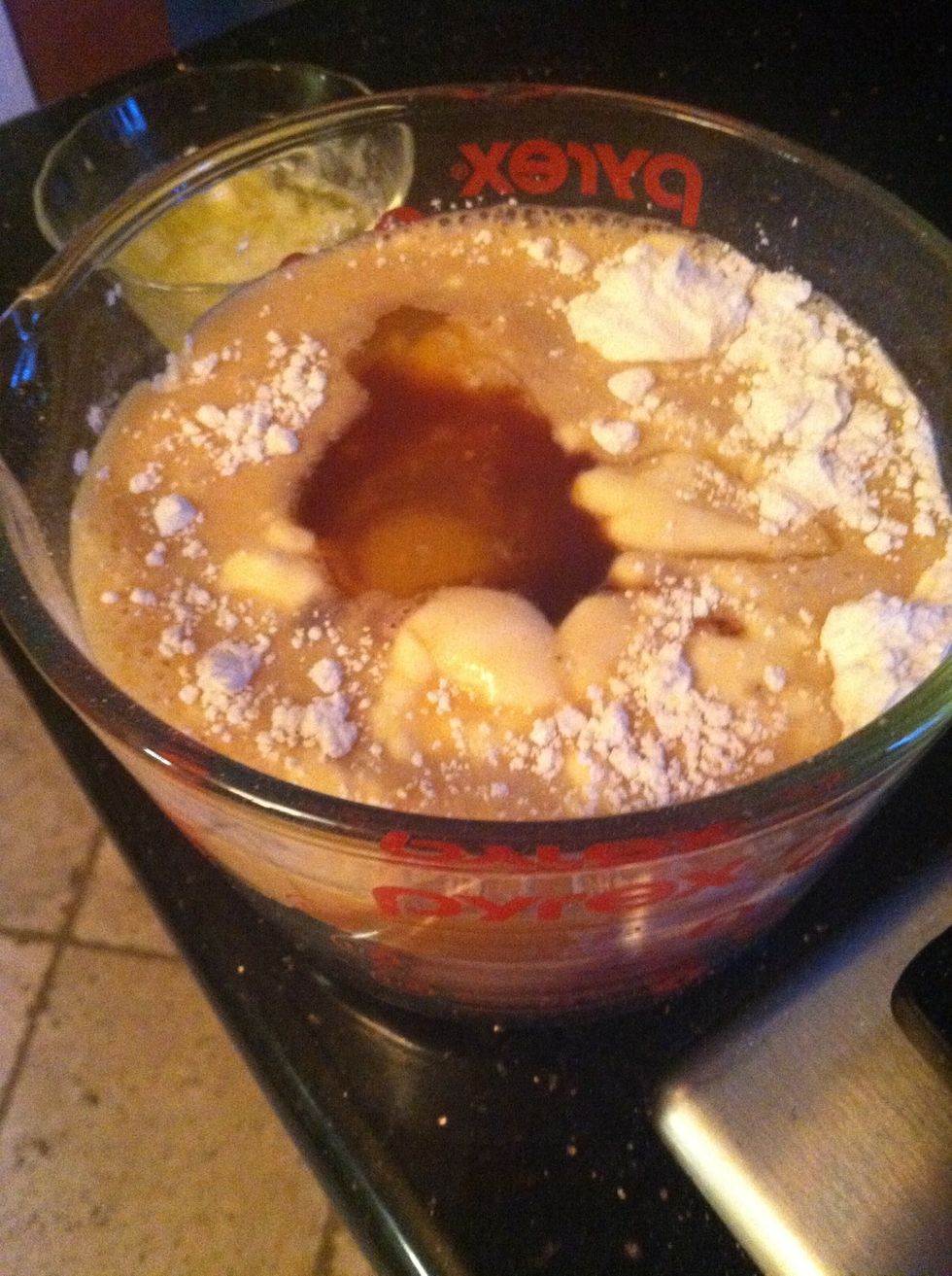 Add wet ingredients: pumpkin coconut milk, eggs, maple syrup, and vanilla.