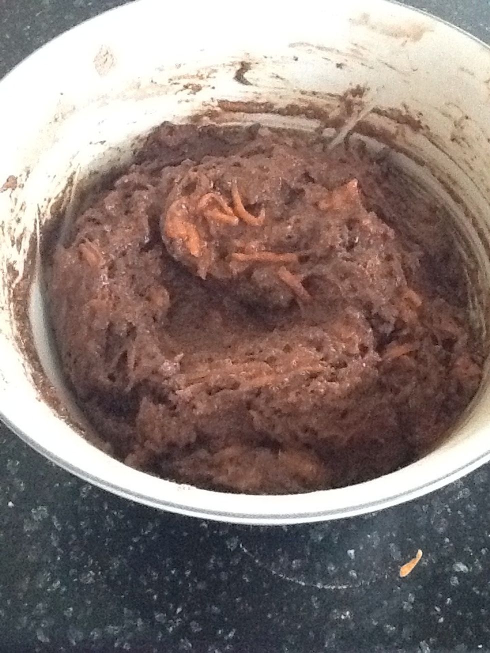 Add wet ingredients to dry ingredients and stir until just combined.