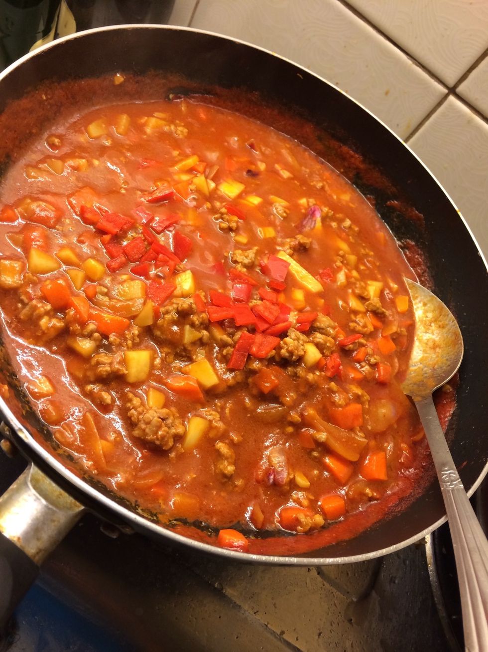 Add what's left with the bell pepper