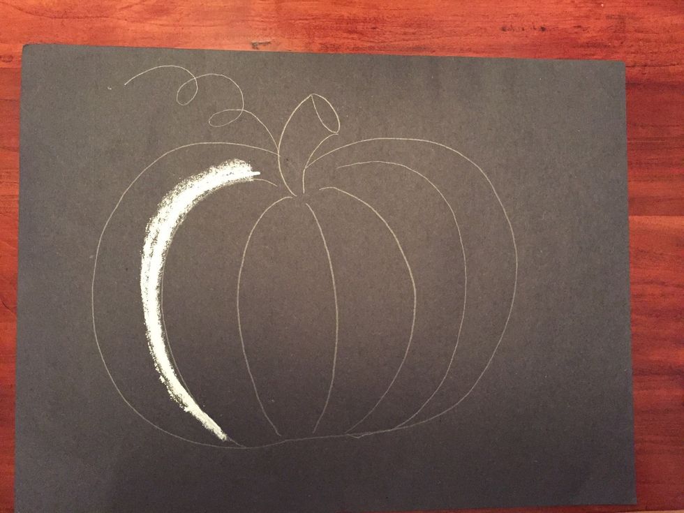 Add white chalk to the first inside curved line.