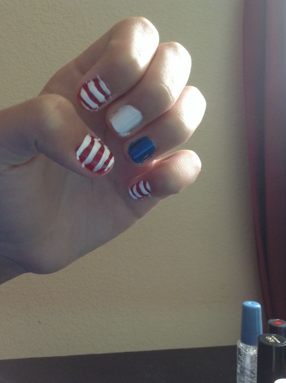 Add white stripes to the red