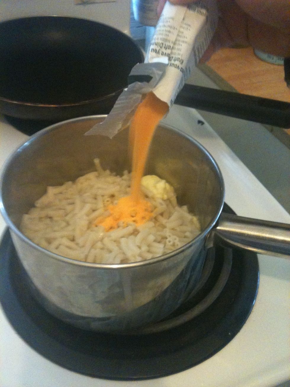 Add whole package of cheese sauce.