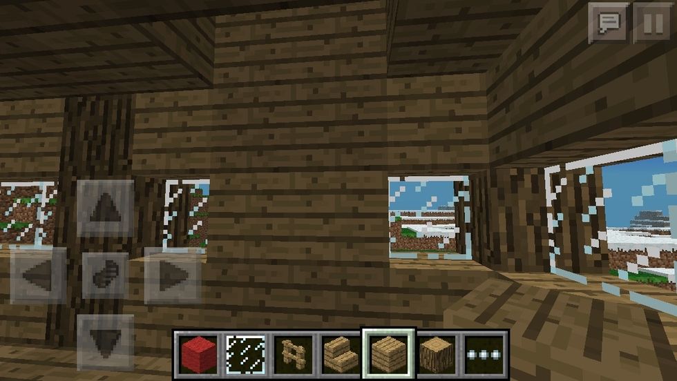 Add Wooden Planks there. Break the 2 Wooden Blocks on the floor of the 2nd story above the Wooden Planks you just placed.