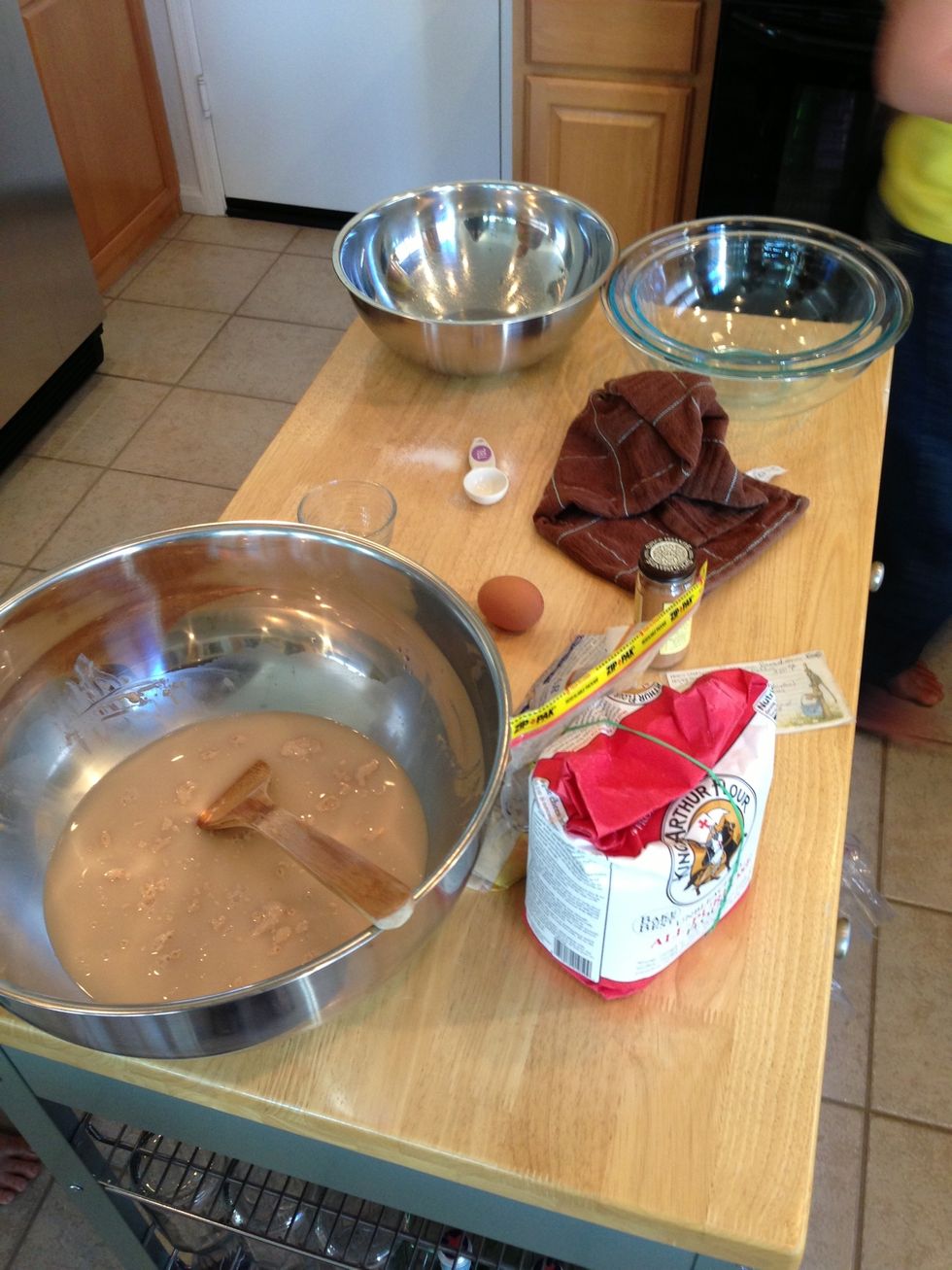 Add yeast in warm water and sir