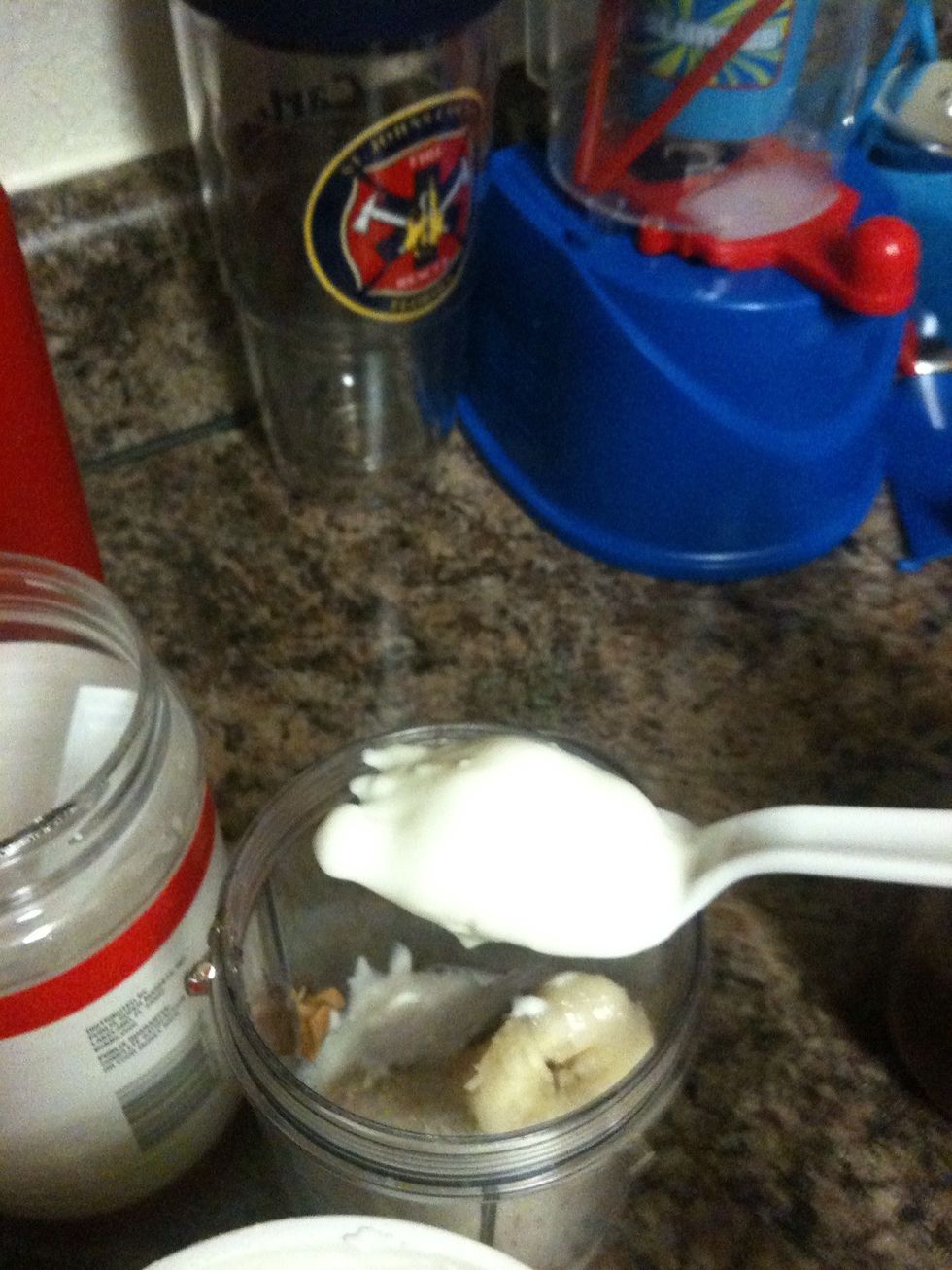 Add yogurt. I added about two to three tablespoons then blend!