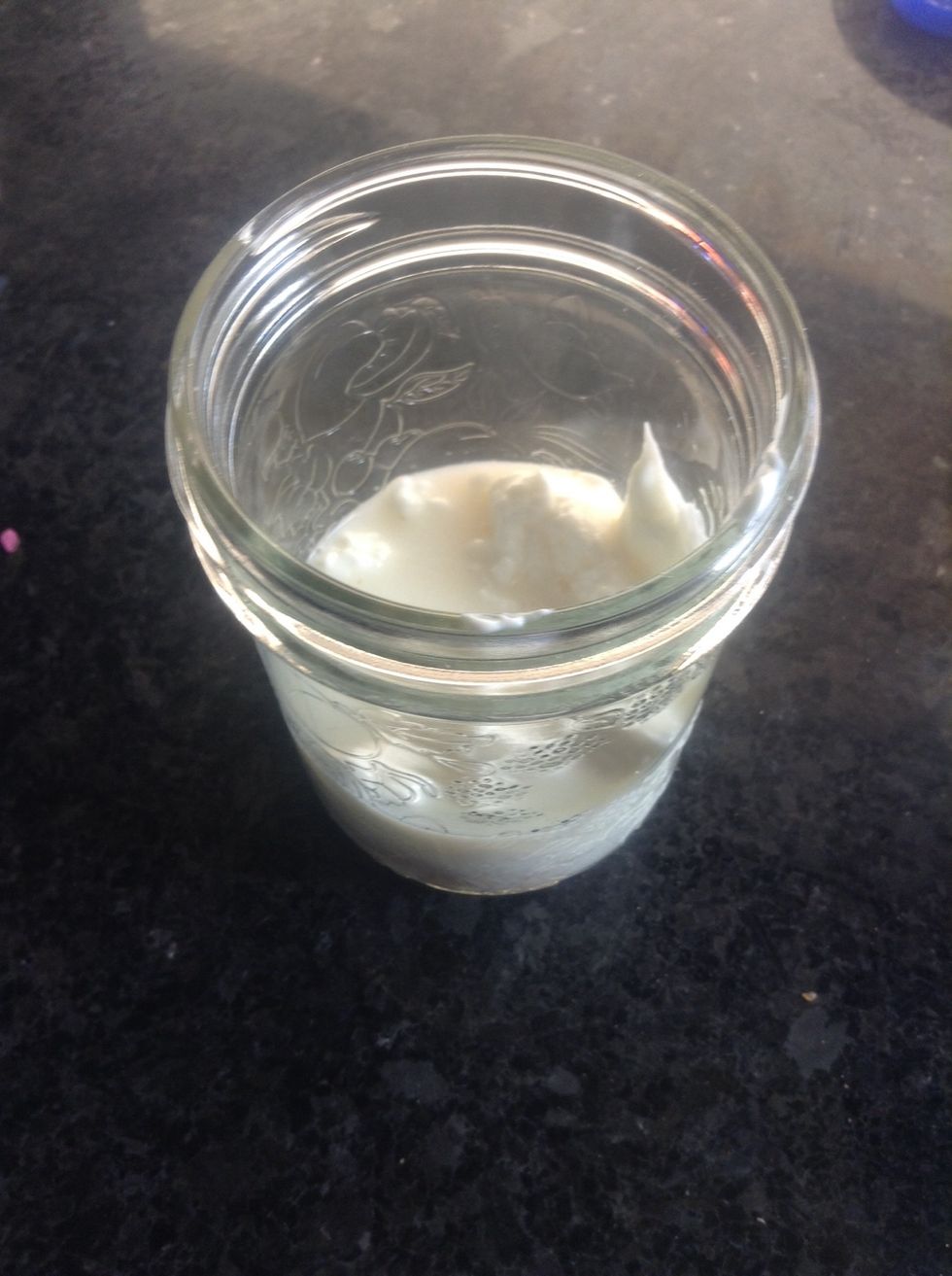 Add yogurt, milk, and oats in jar or bowl.